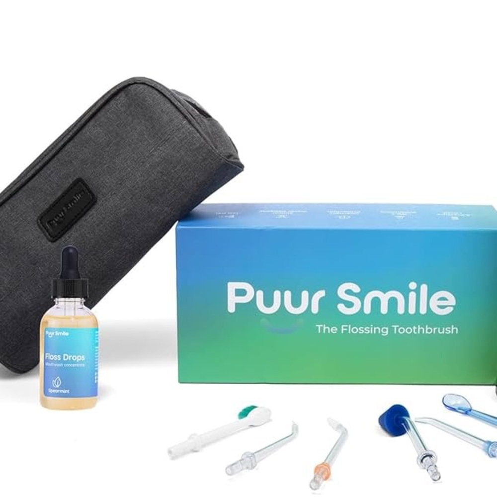 Puur Smile Flossing Toothbrush & Extra Floss Drops NWT Water Flosser Kit